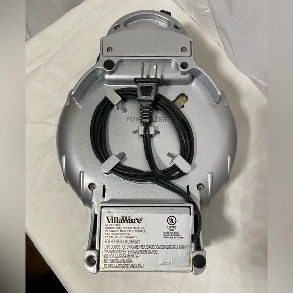 VILLAWARE 2002 Heavy Duty Die-cast Aluminum UNO Belgian Round Waffle Maker - Picture 4 of 4